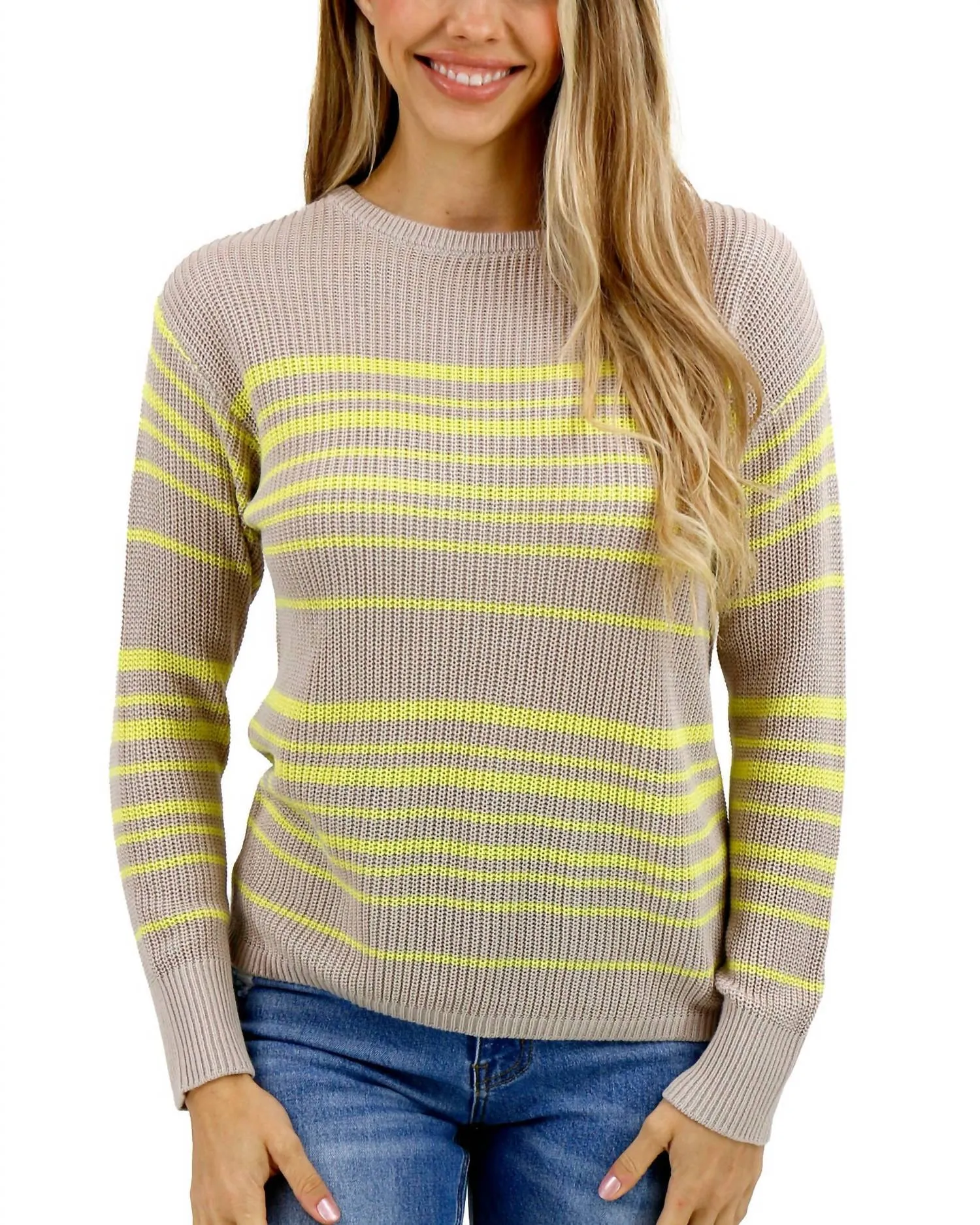 Pull léger Lemon Lines à rayures jaunes