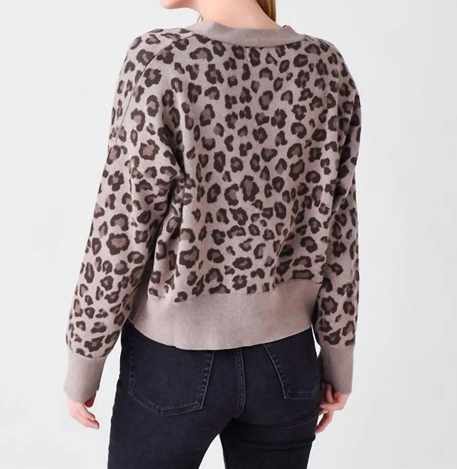 Cardigan Leopard Surdimensionné en Gris