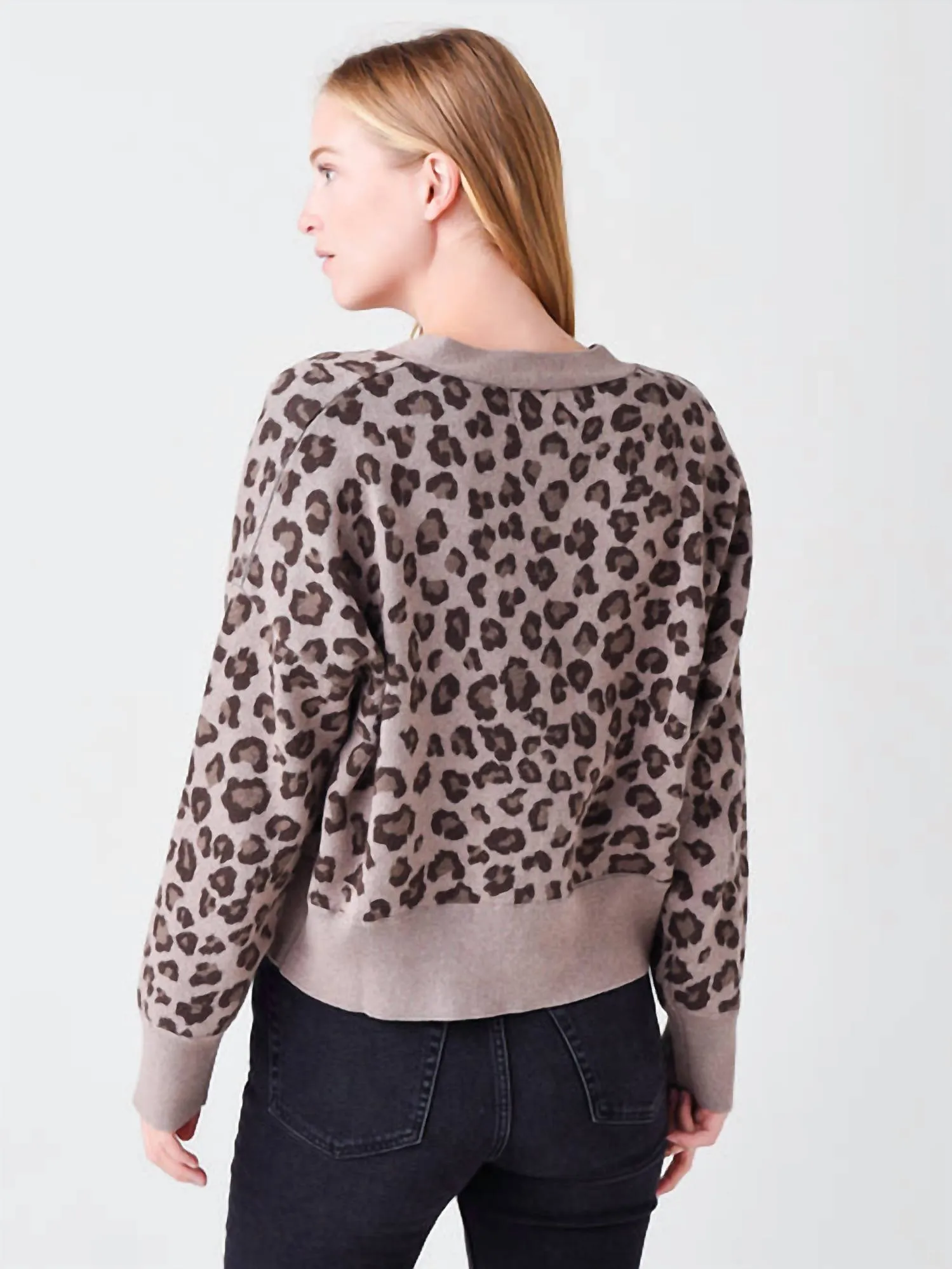 Cardigan Leopard Surdimensionné en Gris
