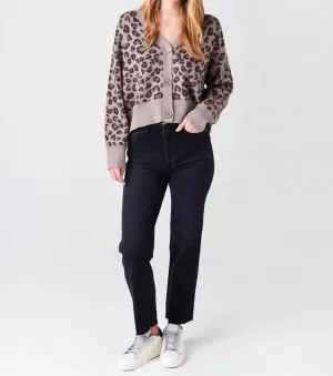 Cardigan Leopard Surdimensionné en Gris