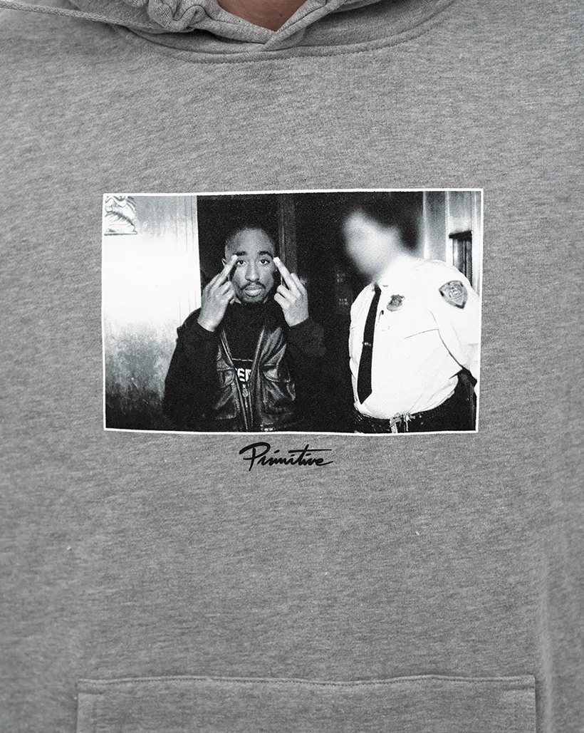 Comfortable Elastic Lace Edge Ribbing Soft And Breathable Fabric Primitive X Tupac Icon Hoodie - Heather Grey