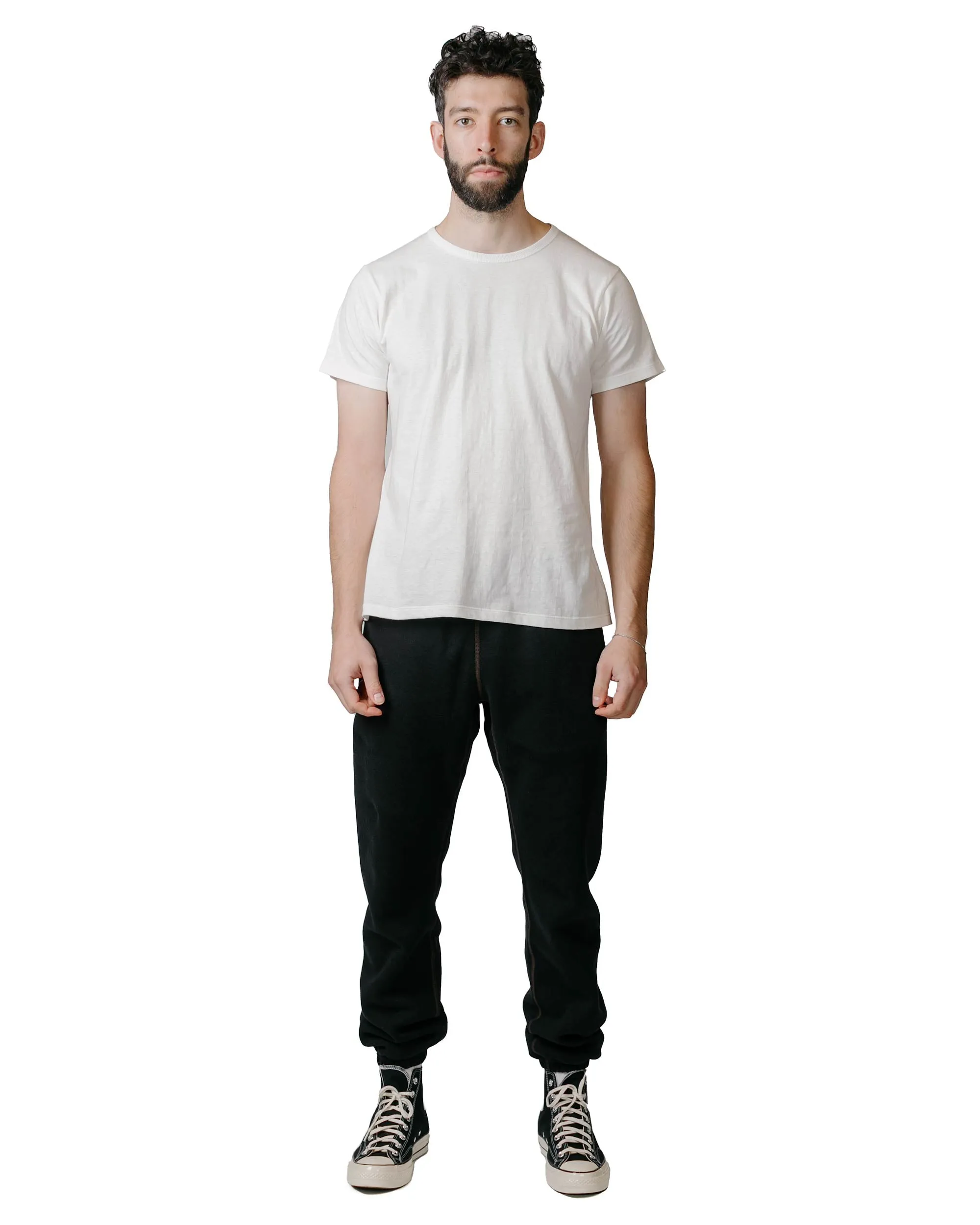 Beads Distressing Trim The Real Mccoy'S Mc18118 10Oz. Loopwheel Sweatpants Black