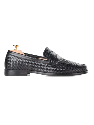 Marco Penny Loafer - Black Woven Leather Dare to Lead