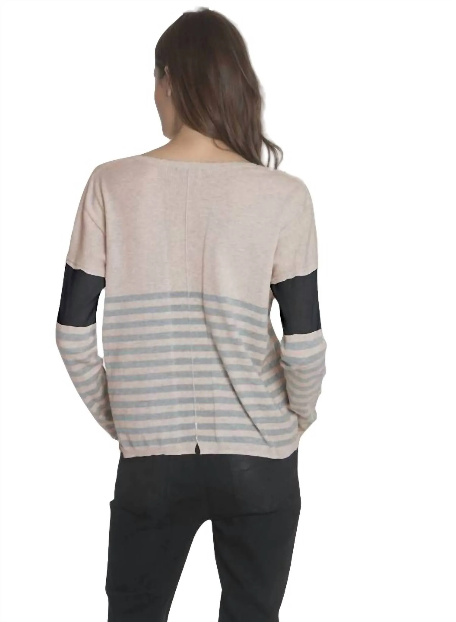 Lindsey Stripe Vee Top En Sable/brouillard
