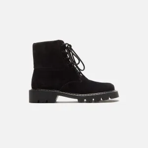 Sash Trim Loewe Sierra Combat Ankle Boot - Black / Medium Tabacco