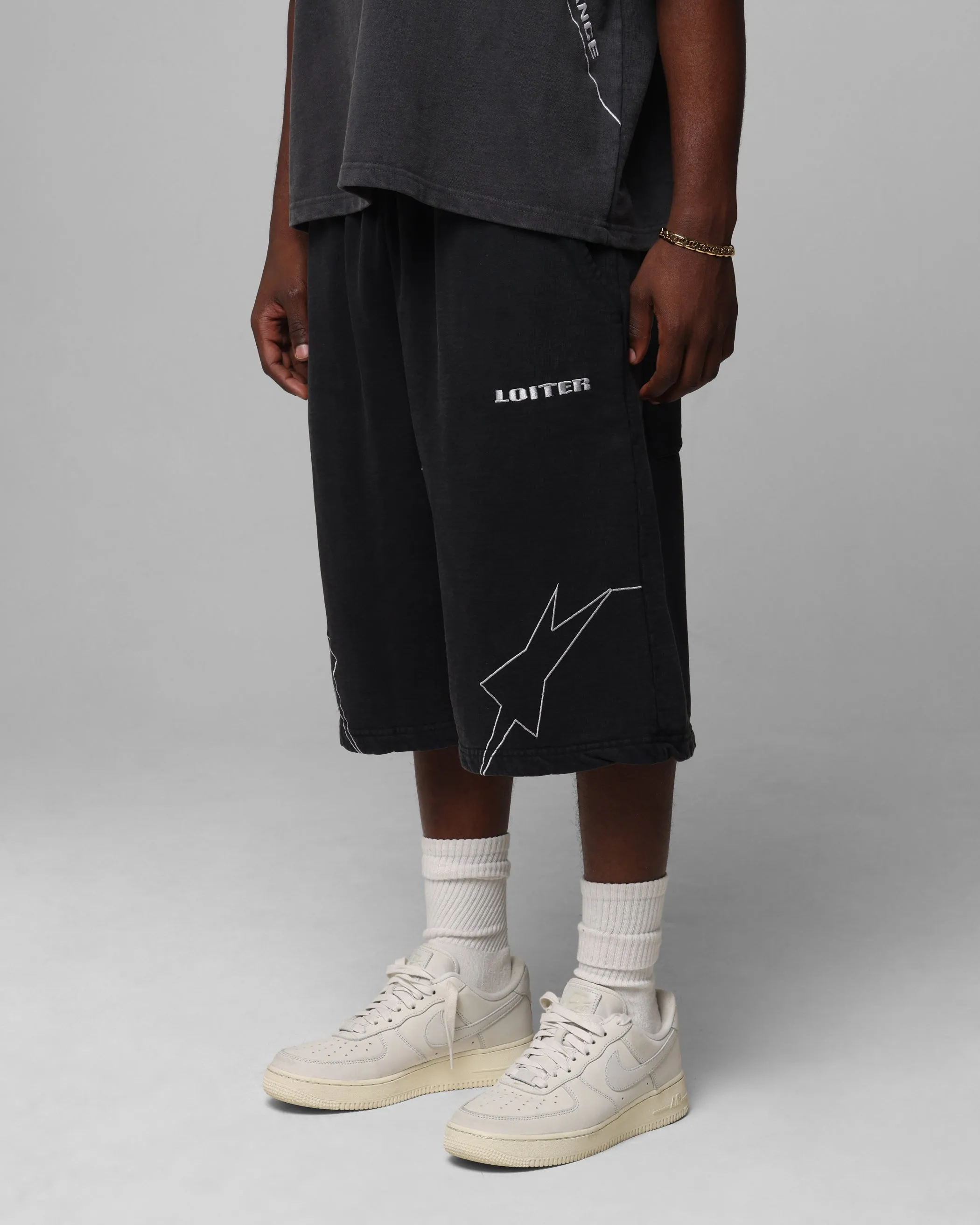 Short en polaire technique foncé Loiter Performance lavé charbon