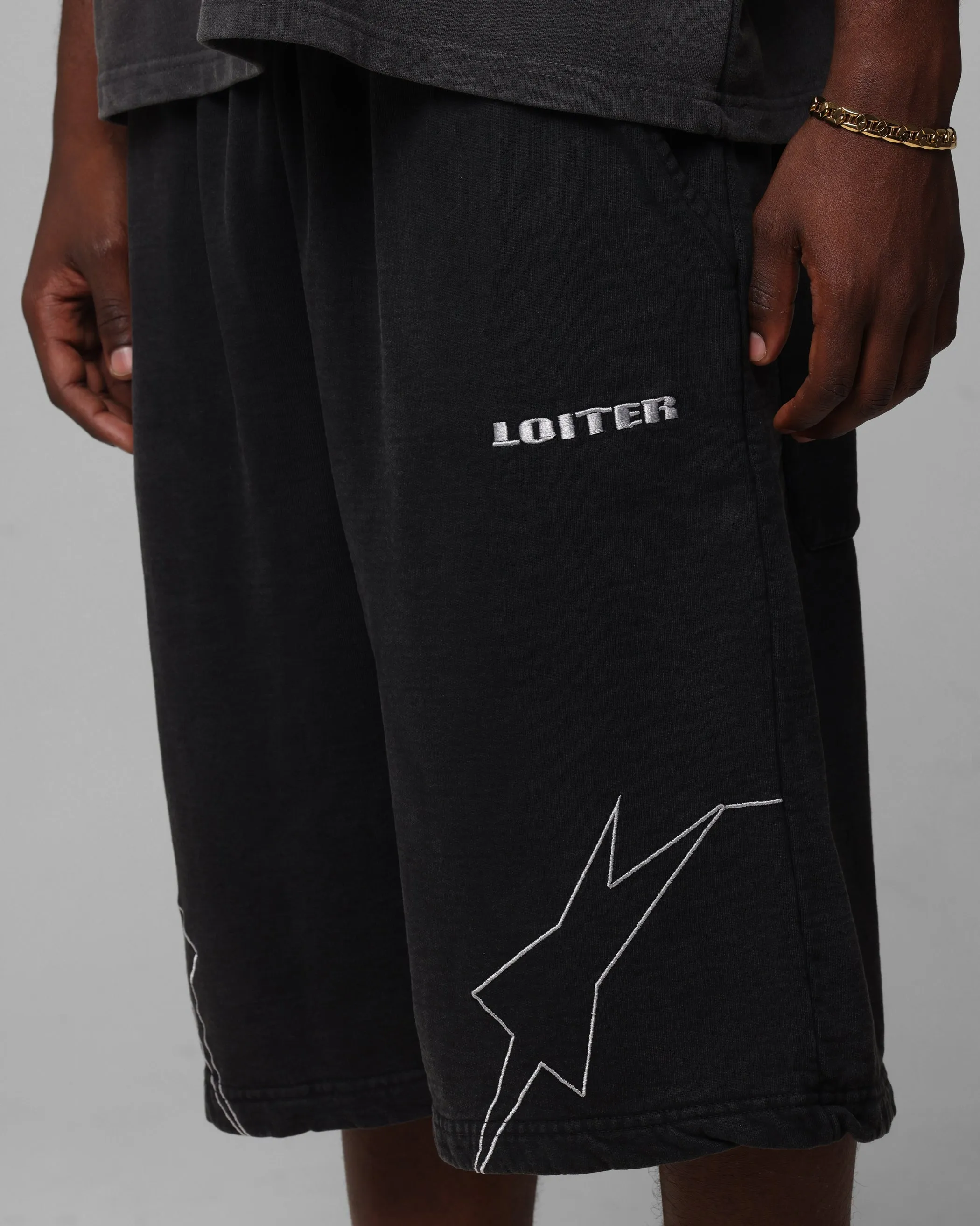 Short en polaire technique foncé Loiter Performance lavé charbon