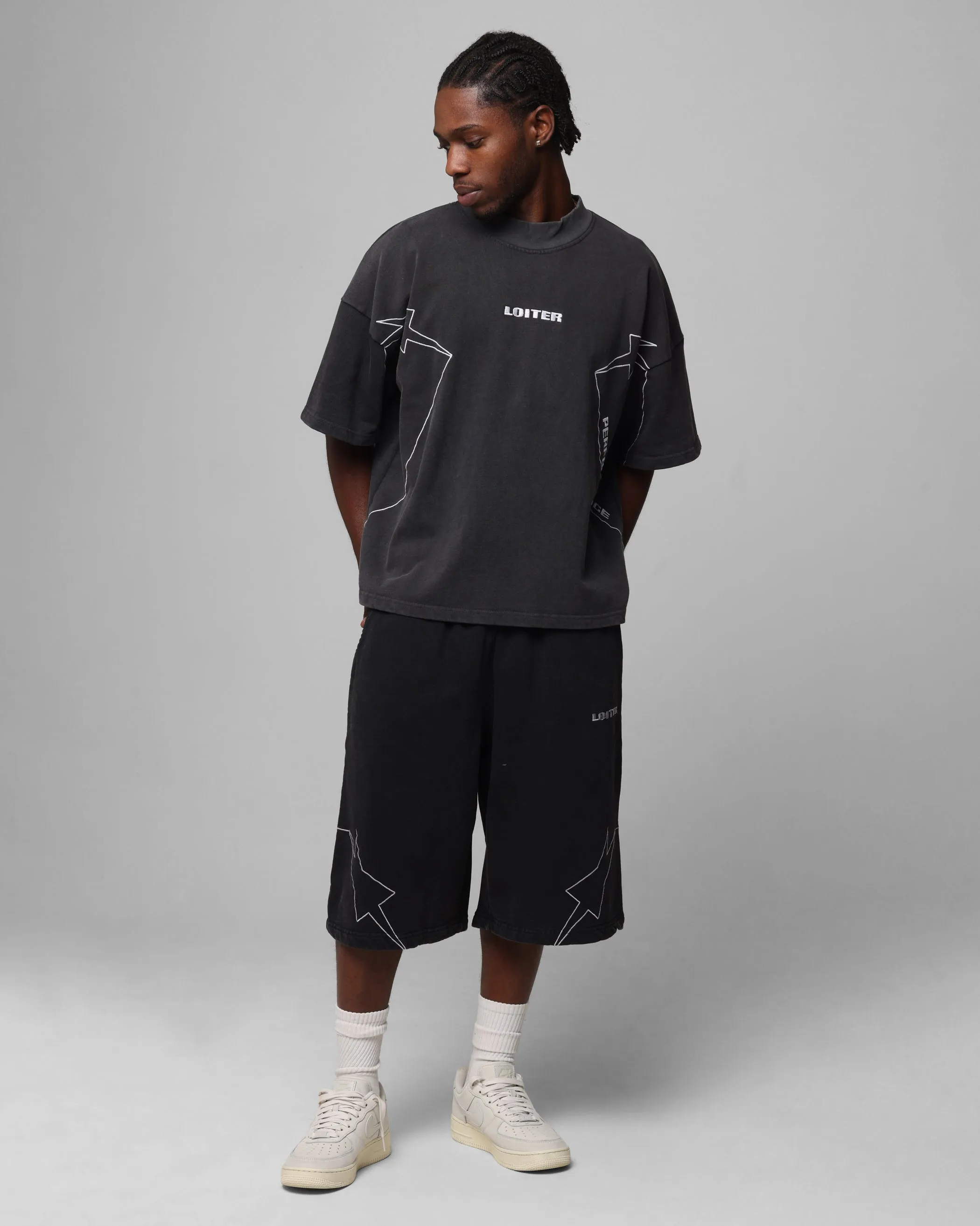 Short en polaire technique foncé Loiter Performance lavé charbon