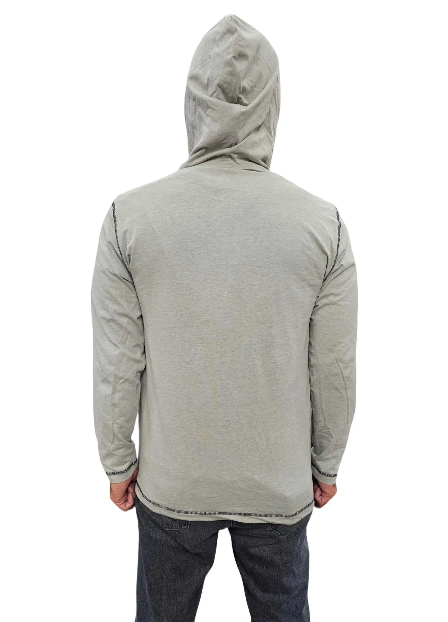 Pull à capuche à manches longues en gris chiné