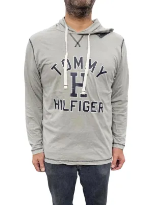 Pull à capuche à manches longues en gris chiné