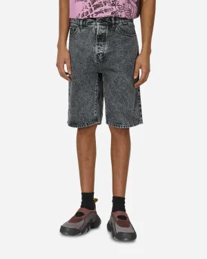 Reinforced Straps Loose Denim Shorts Grey
