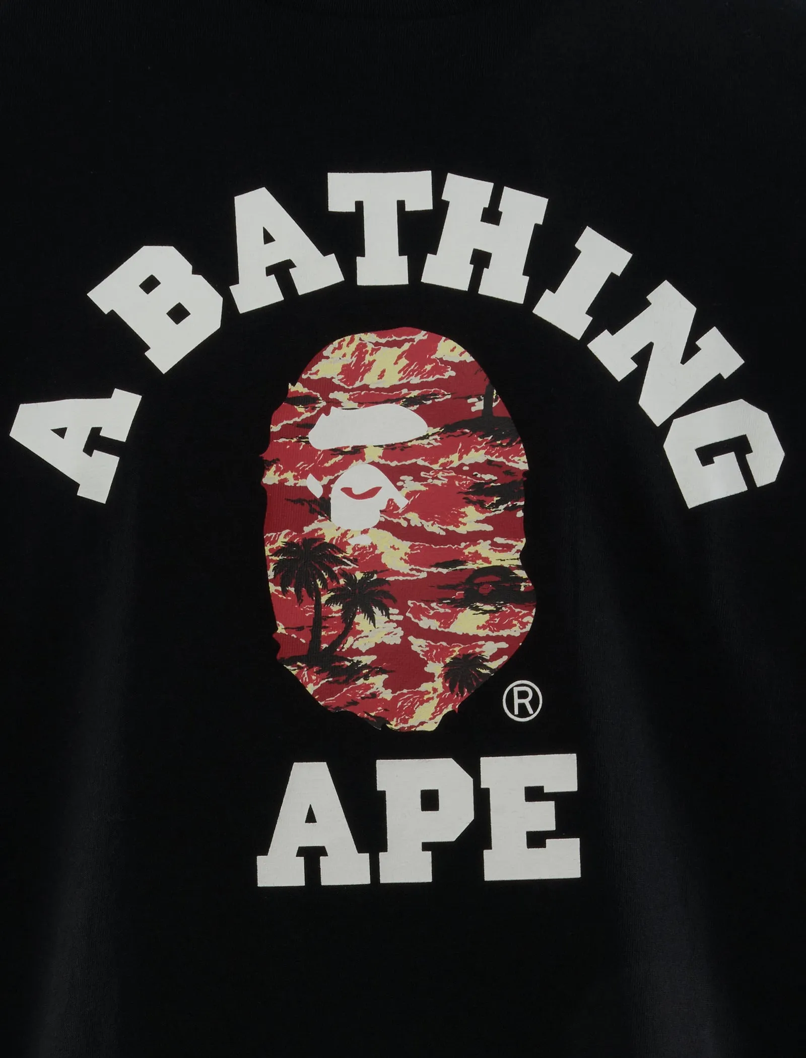Windproof Hood Crew Socks Palm Tree Camo College Tee