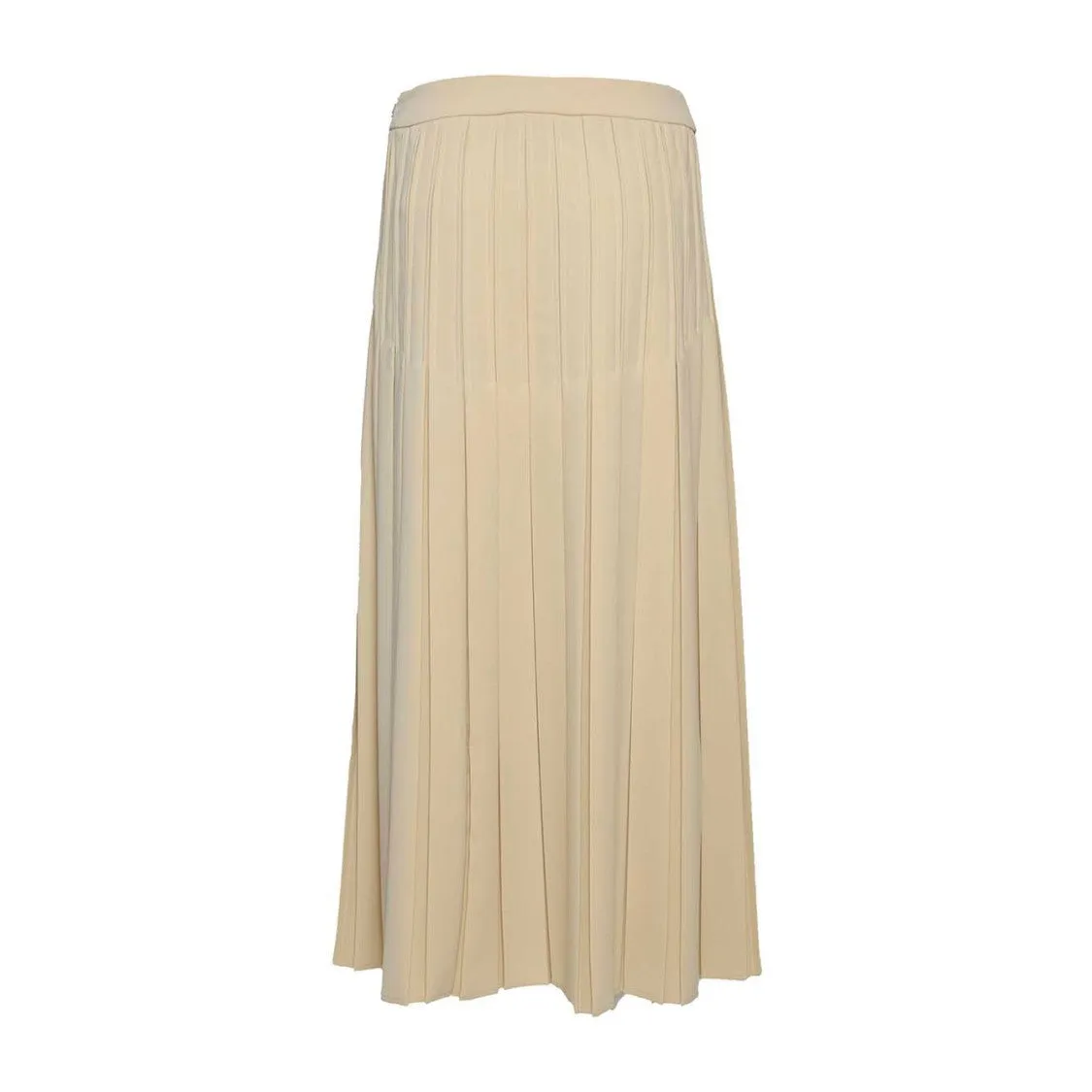 Jupe Longue Plissée Luisa en Crêpe Beige
