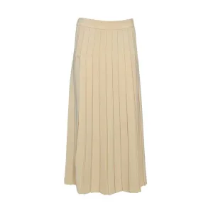 Jupe Longue Plissée Luisa en Crêpe Beige