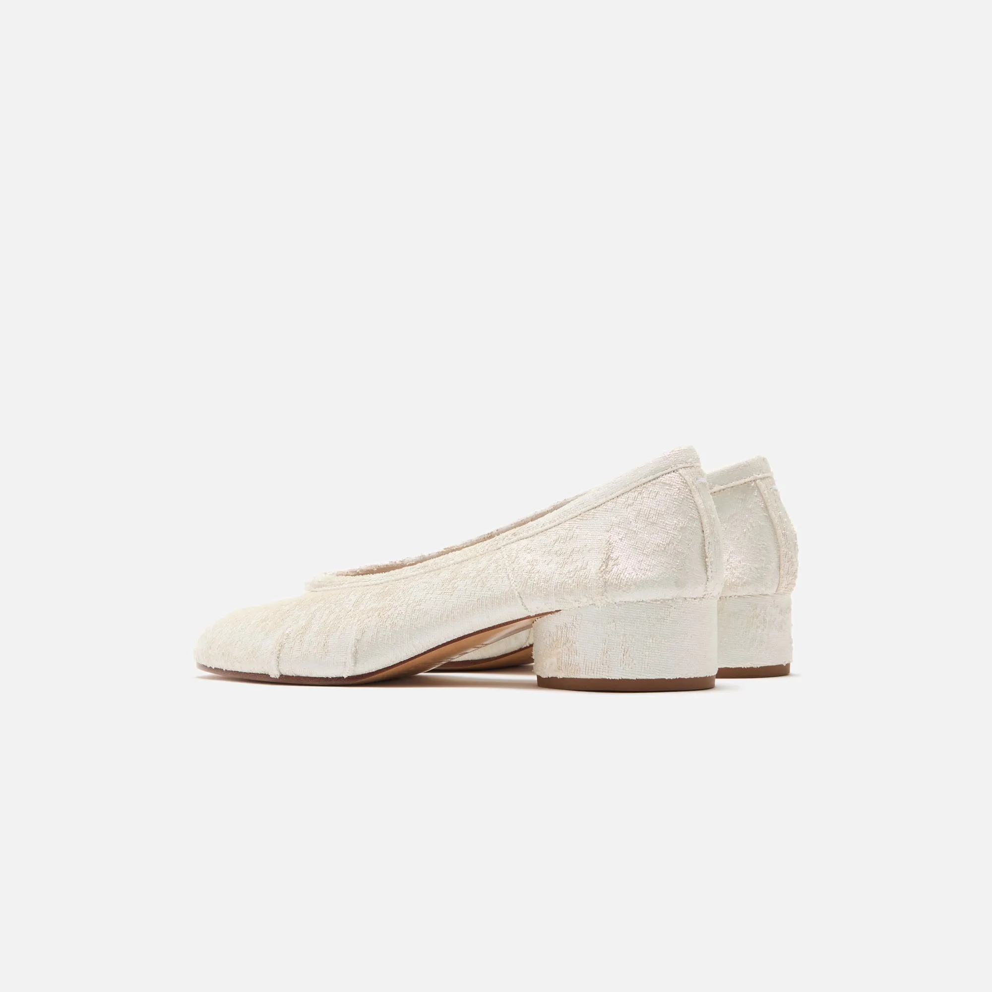 Buffalo Leather Comfortable Slip On Slippers Maison Margiela Tabi Ballerina H30 - White Pearly