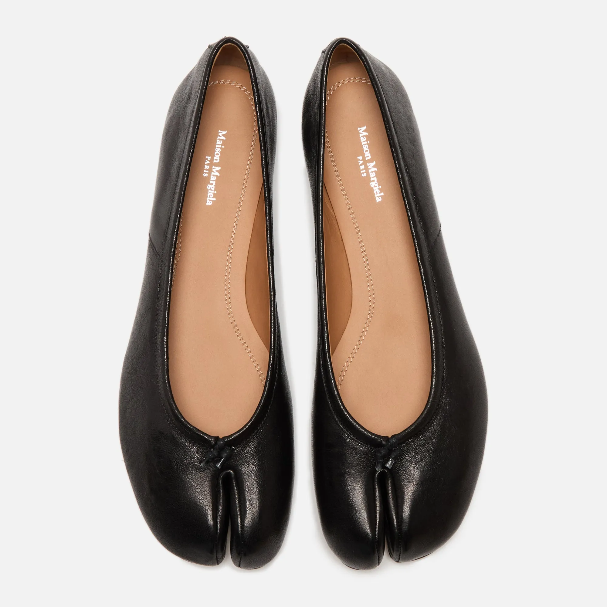 Slip-On Hand-Crafted Artistry Breathable Upper Mesh Design Build Maison Margiela Wmns Tabi Ballerina Flat - Black