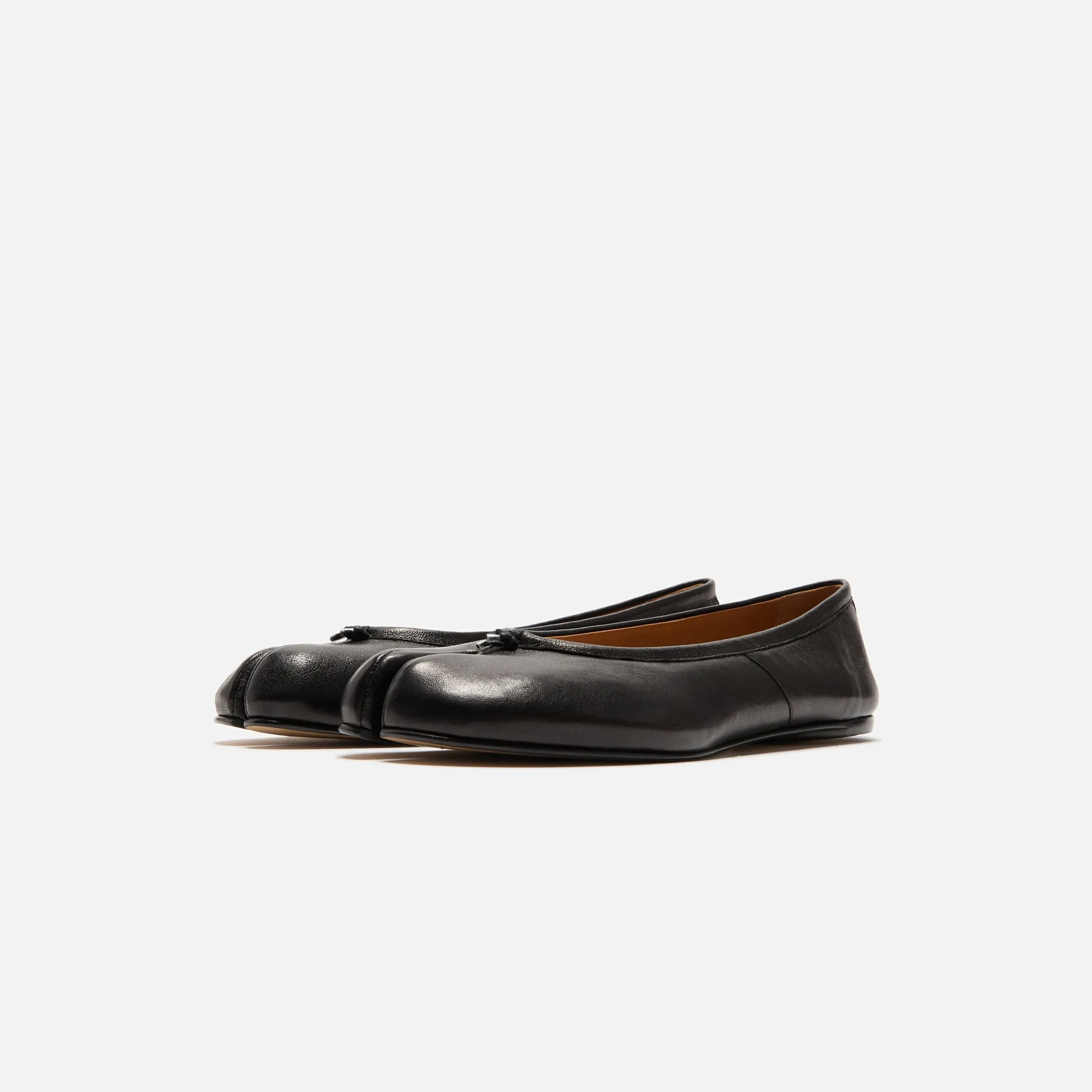 High Grip Leather Upper Shoes Maison Margiela Wmns Tabi Ballerina Flat - Black
