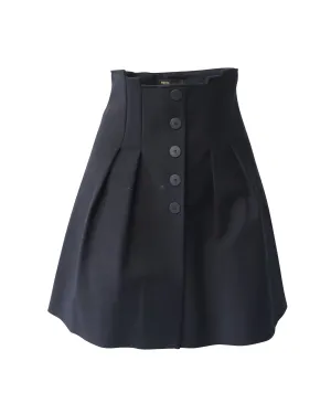 Jupe plissée à boutons apparents Maje en coton noir