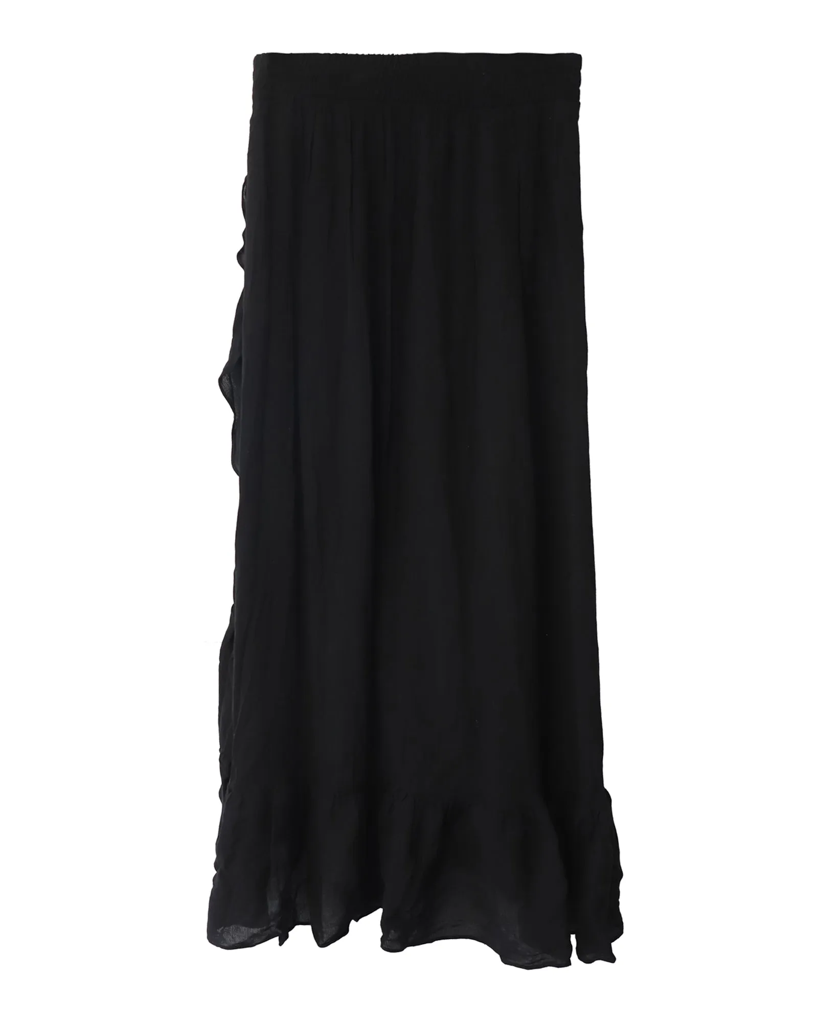 Jupe mi-longue en crêpe enveloppante Maje Jonala en viscose noire
