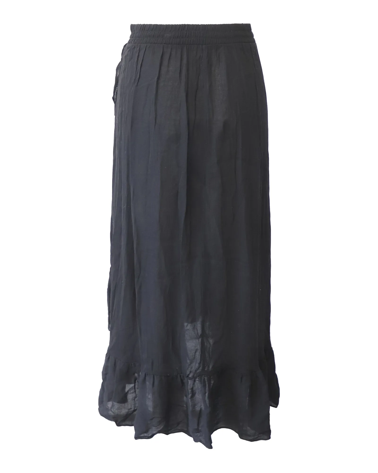 Jupe mi-longue en crêpe enveloppante Maje Jonala en viscose noire