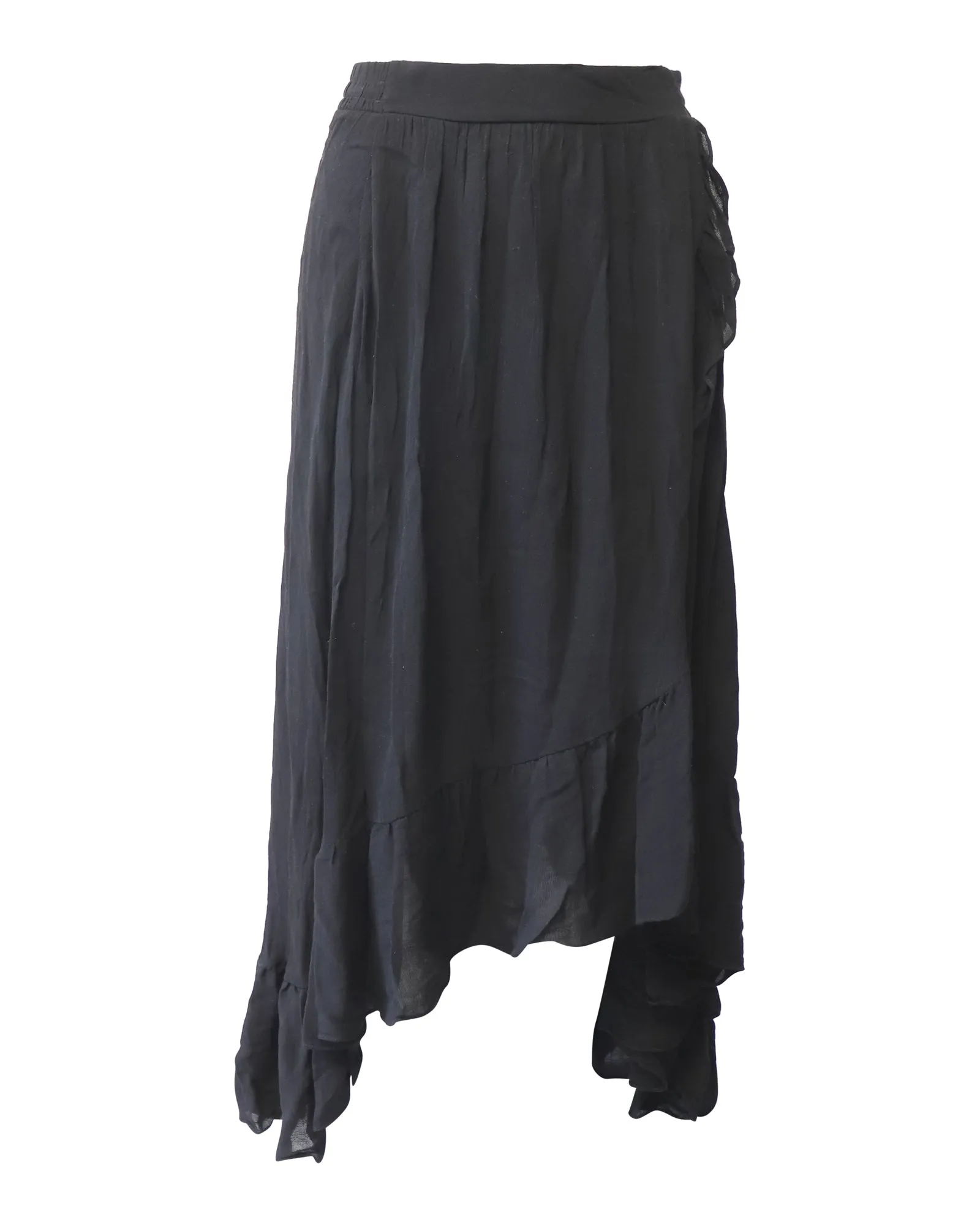 Jupe mi-longue en crêpe enveloppante Maje Jonala en viscose noire