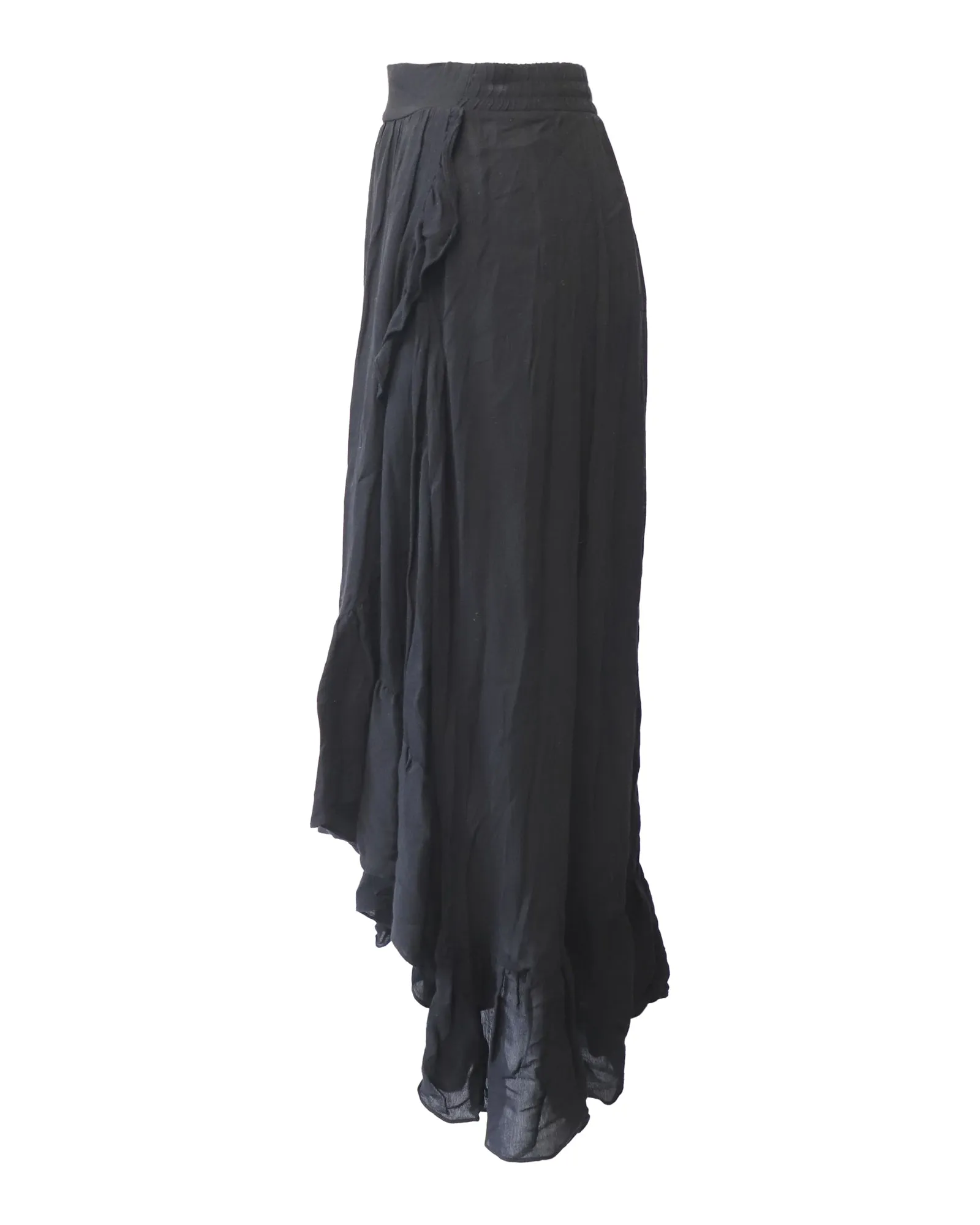 Jupe mi-longue en crêpe enveloppante Maje Jonala en viscose noire