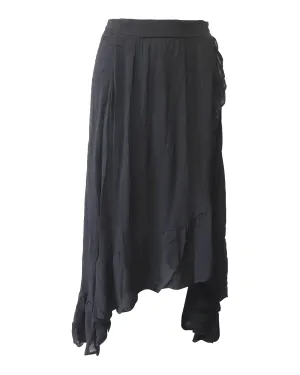 Jupe mi-longue en crêpe enveloppante Maje Jonala en viscose noire