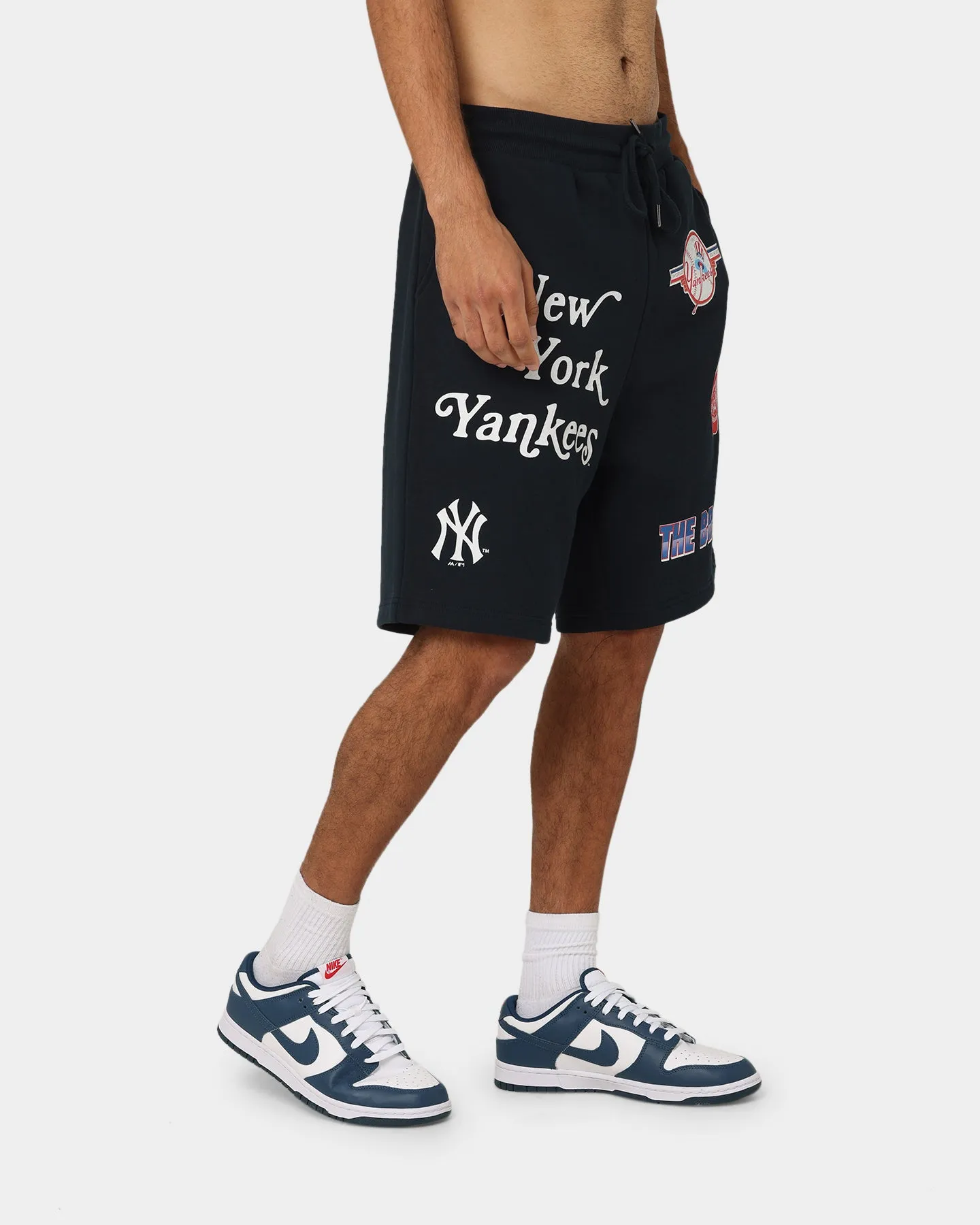 Majestic Athletic New York Yankees Shorts en polaire avec patch imprimé gonflé Bleu marine