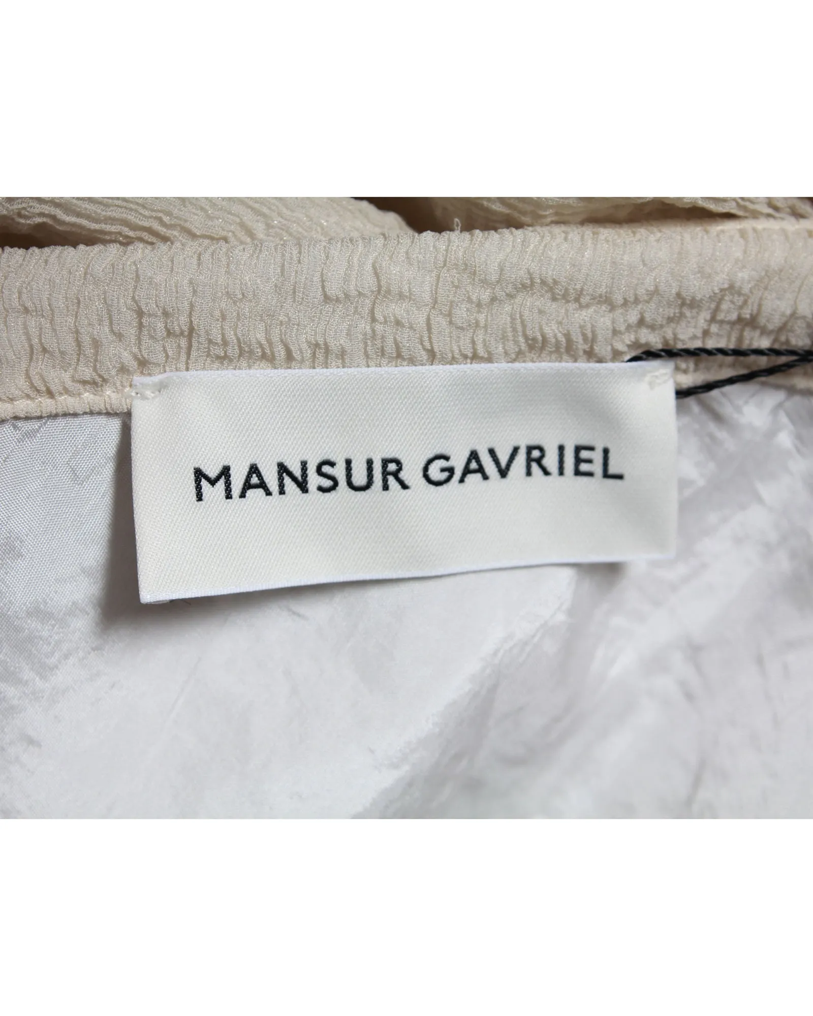 Jupe mi-longue texturée Mansur Gavriel en soie crème