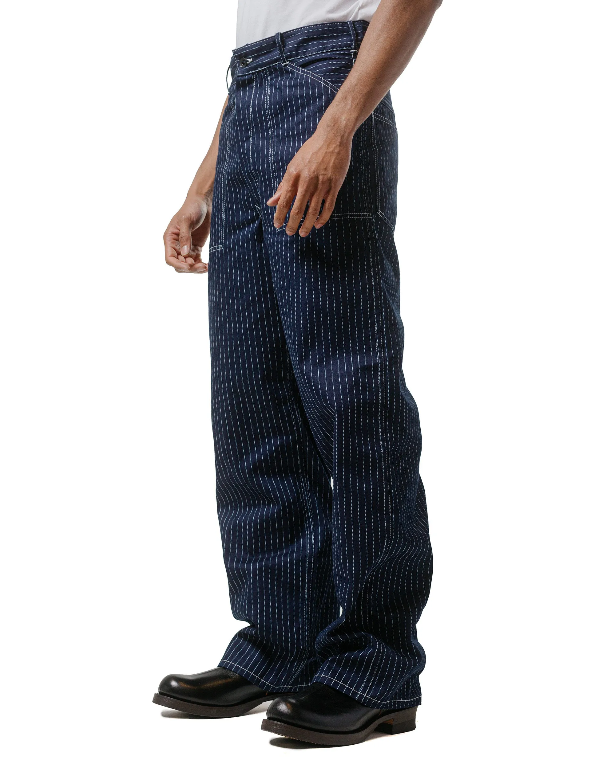 The Real Mccoy'S Mp24007 Wabash Work Trousers Indigo Comfortable Genuine Leather Waist