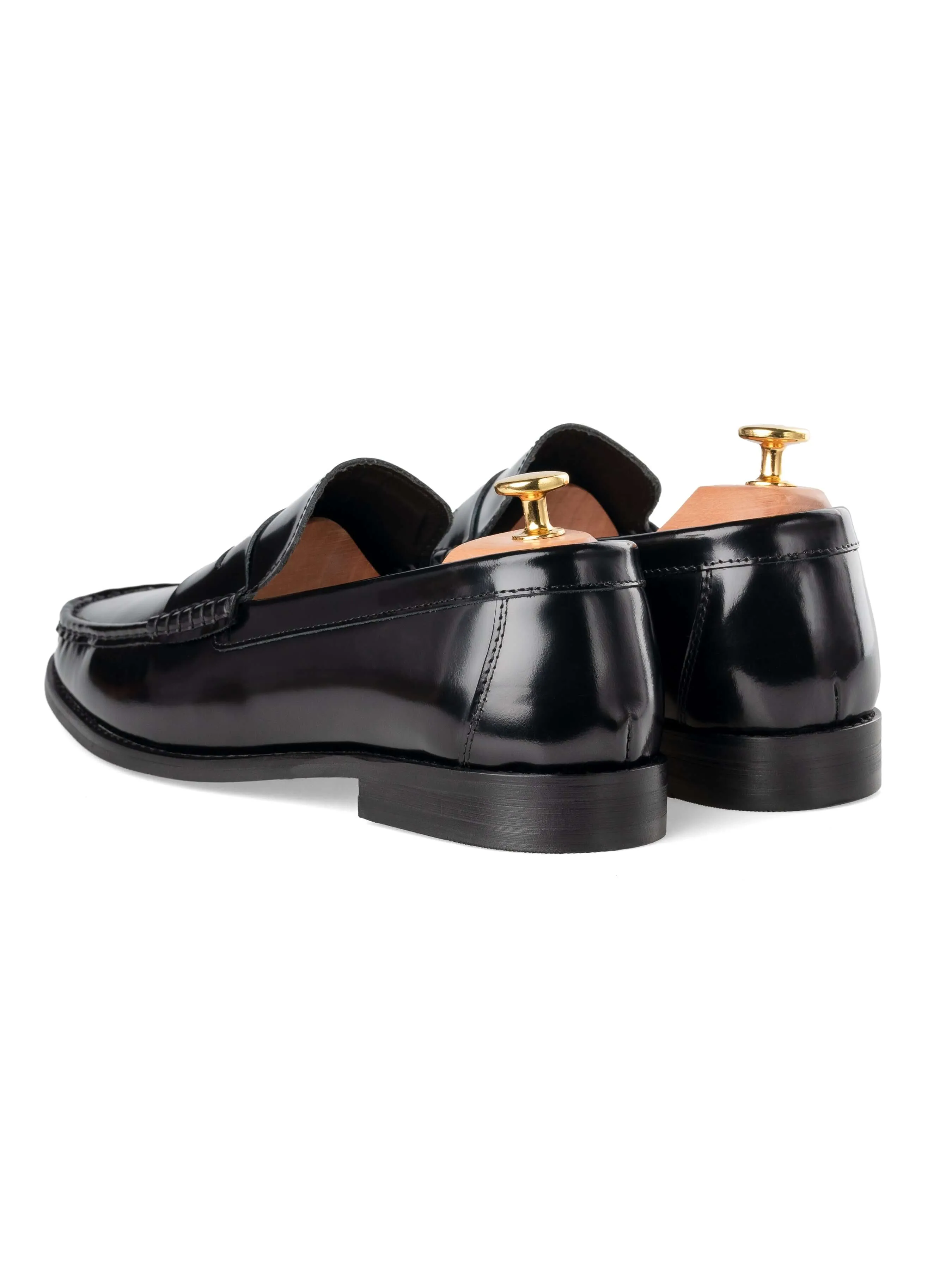 Marco Penny Loafer - Black Polished Leather Shock - Absorbing Pad