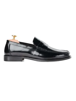 Slip - Resistant Feature Material Marco Penny Loafer - Black Polished Leather