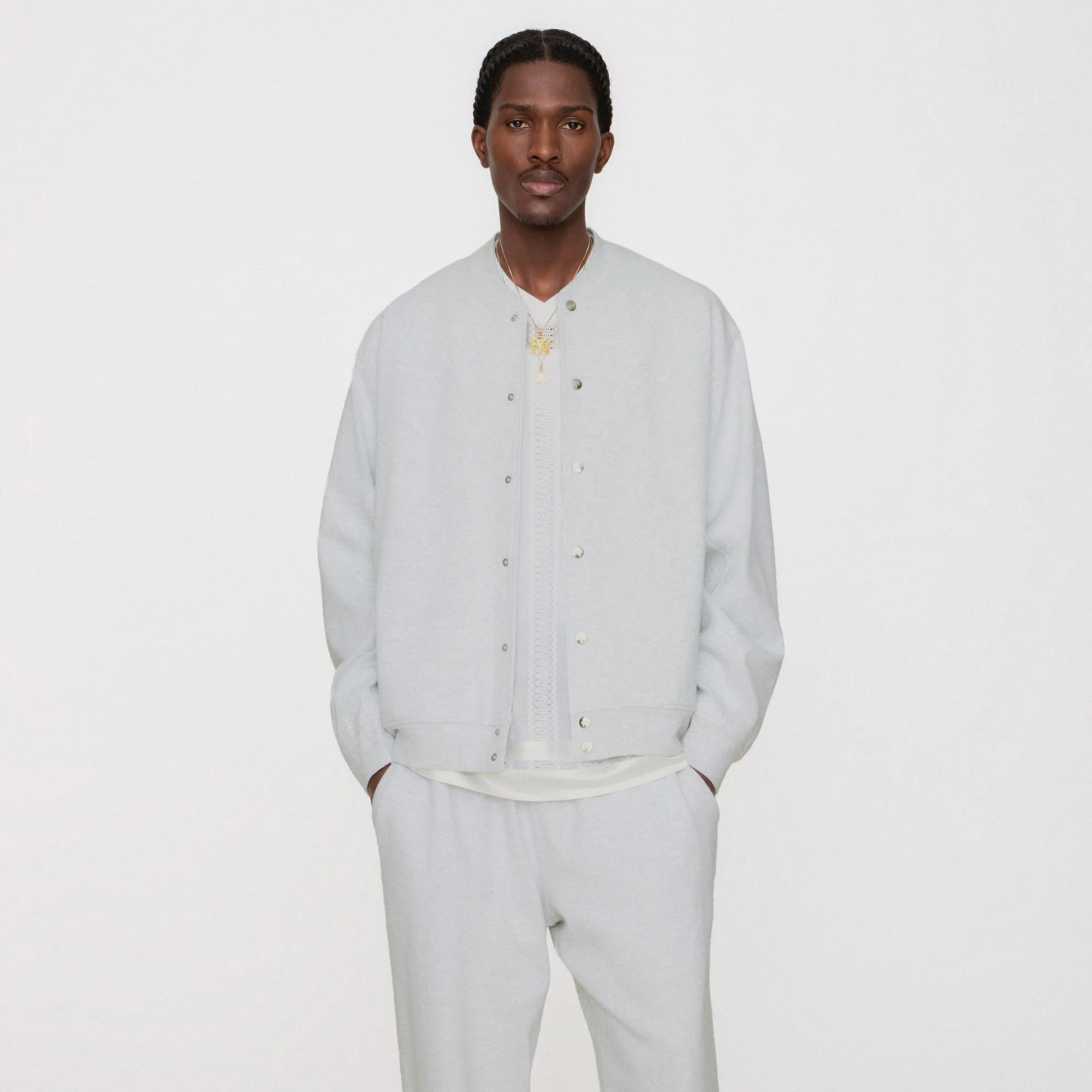 Kith Marvin Bomber Jacket - Light Heather Grey Faux - Rabbit Brand Tags