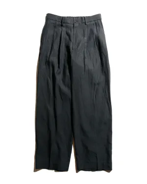 Markaware Classic Fit Double Pleated Trousers 80/1 Hemp Typewriter-Cloth Black Rayon Blend