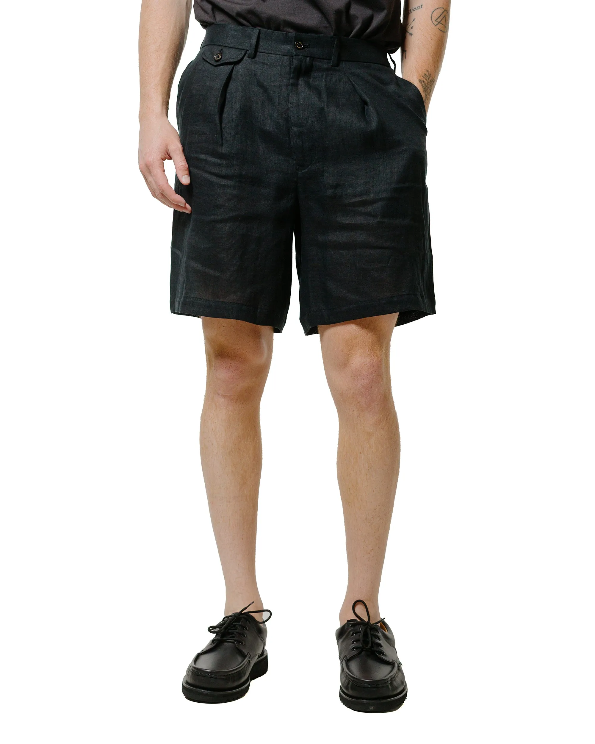 Markaware Classic Fit Shorts Hemp Shirting Black Comfortable Psychological Studded Detail
