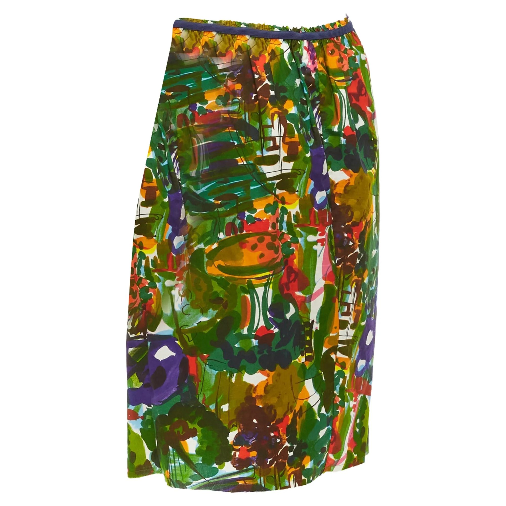 Jupe plissée inversée en coton floral Marni à mi-mollet