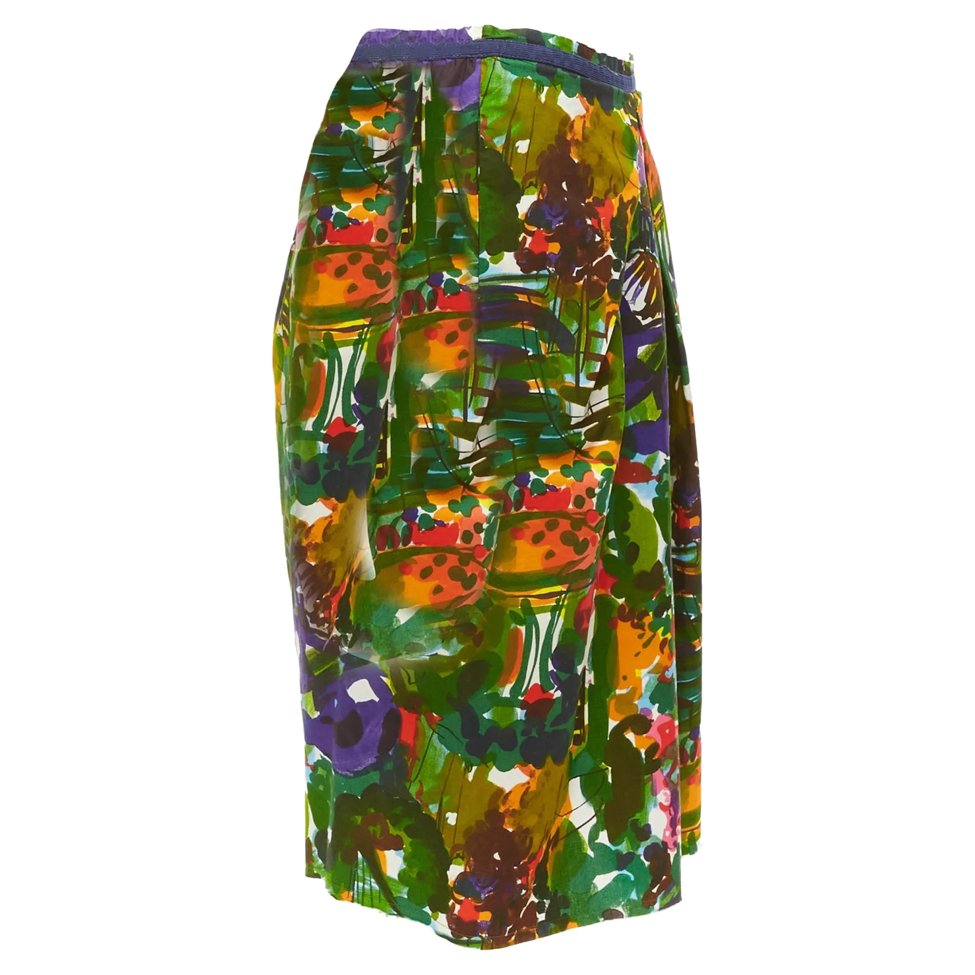 Jupe plissée inversée en coton floral Marni à mi-mollet
