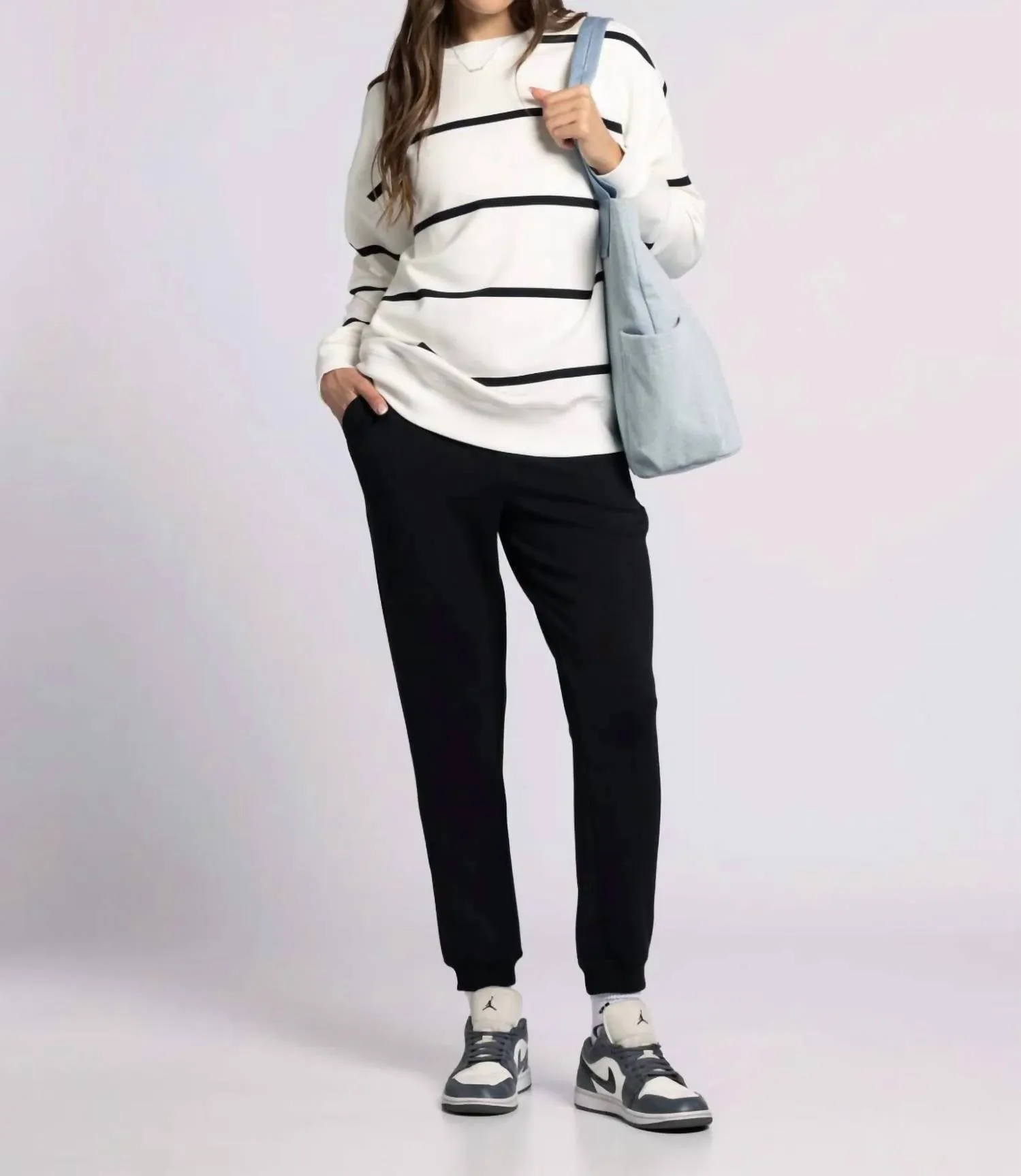 Pull overdimensionné Martina à rayures blanches