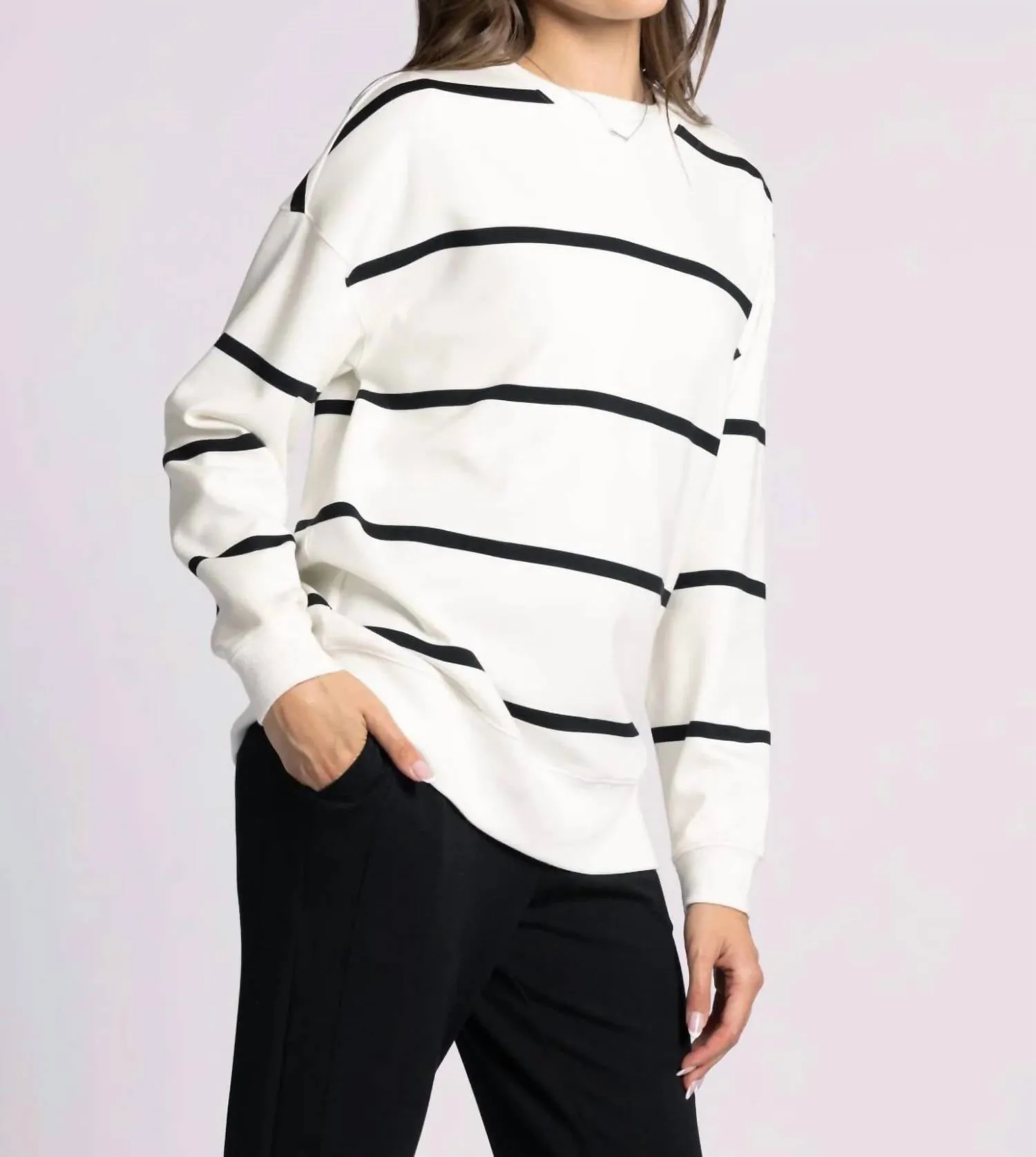 Pull overdimensionné Martina à rayures blanches