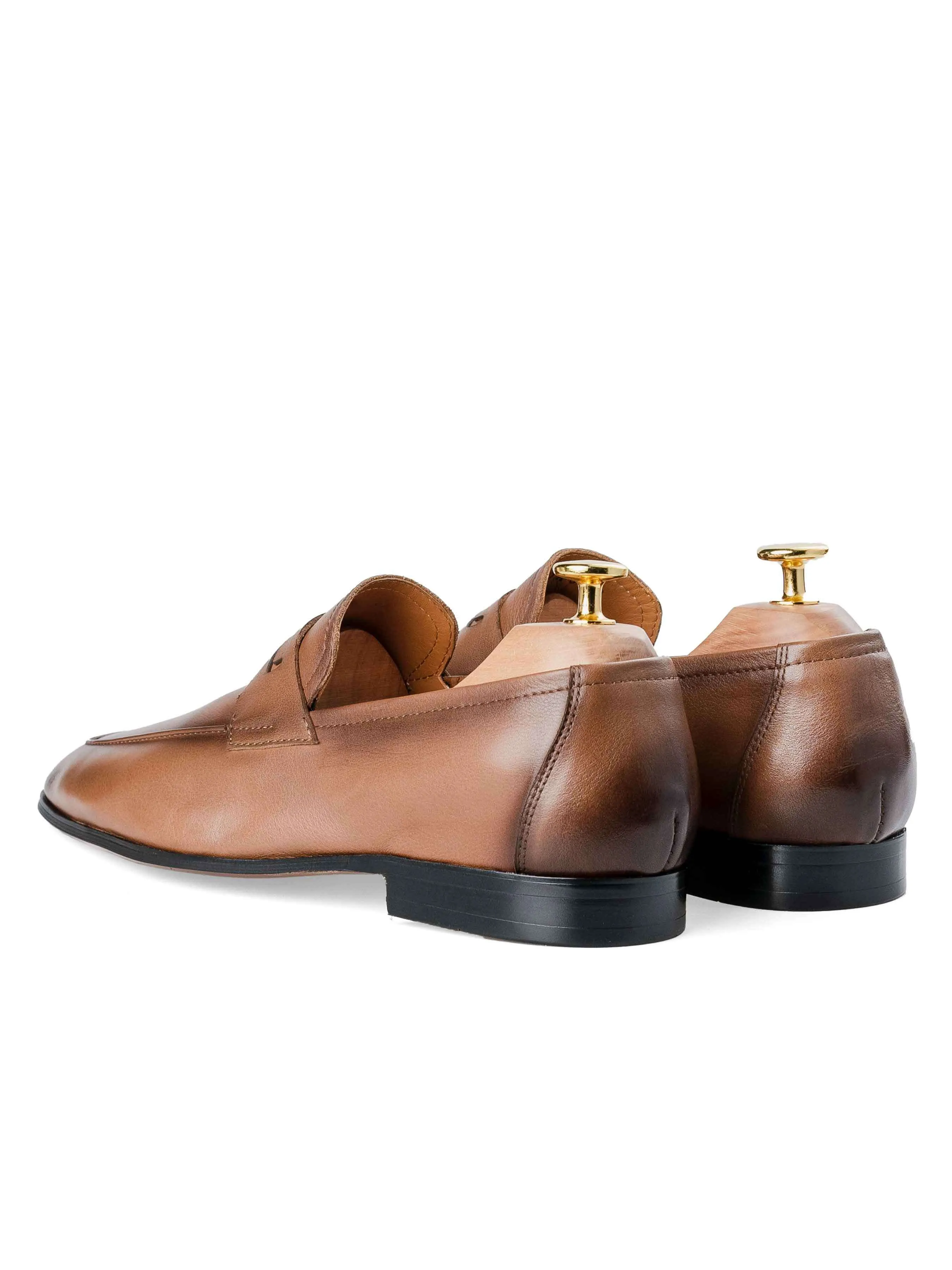 Road Purpose Martino Penny Loafer - Coffee (Hand Painted Patina)