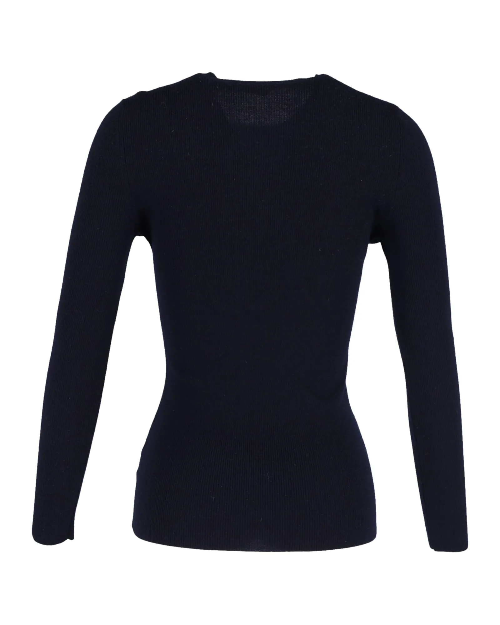 Haut à manches longues brodé Mary Katrantzou en laine bleu marine