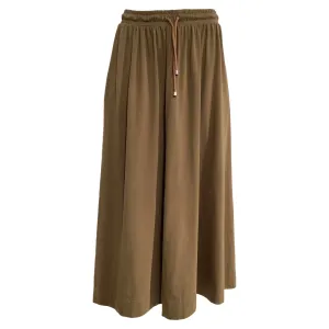 Jupe mi-longue en coton marron à cordon de serrage Max Mara Leisure
