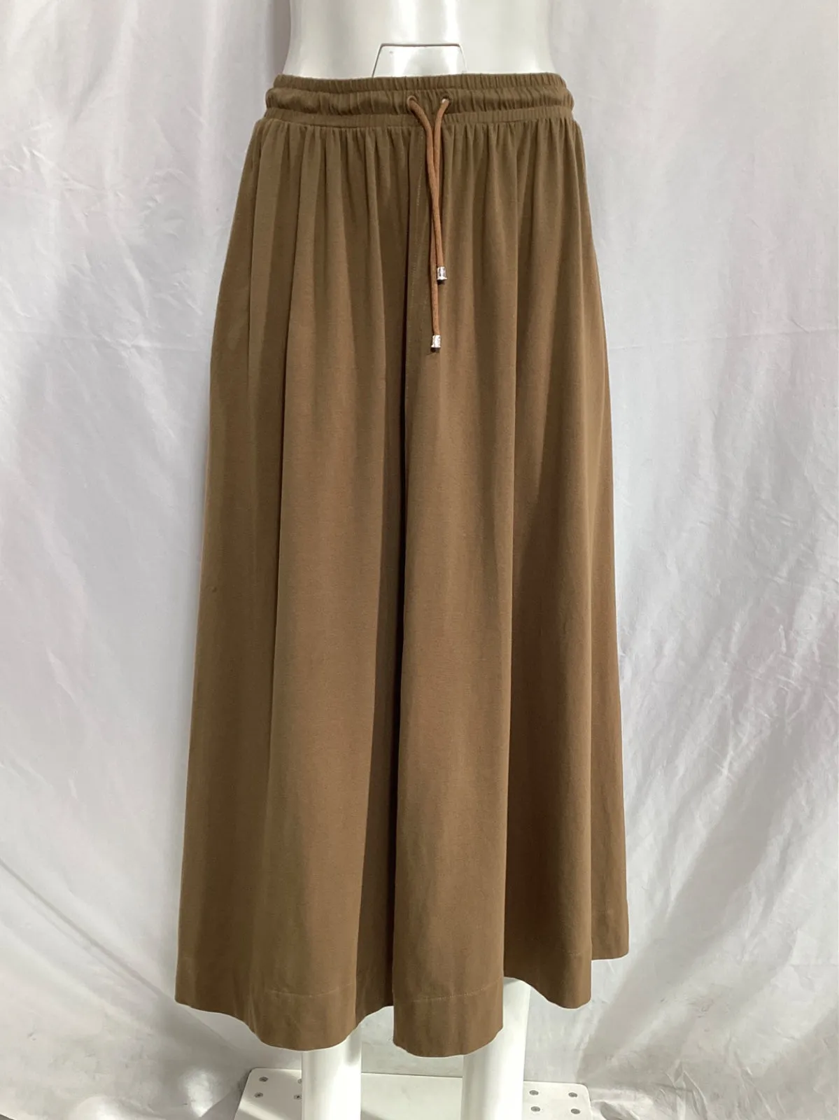 Jupe mi-longue en coton marron à cordon de serrage Max Mara Leisure