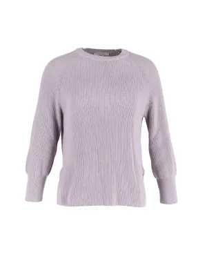 Pull col rond côtelé Max Mara en coton lavande