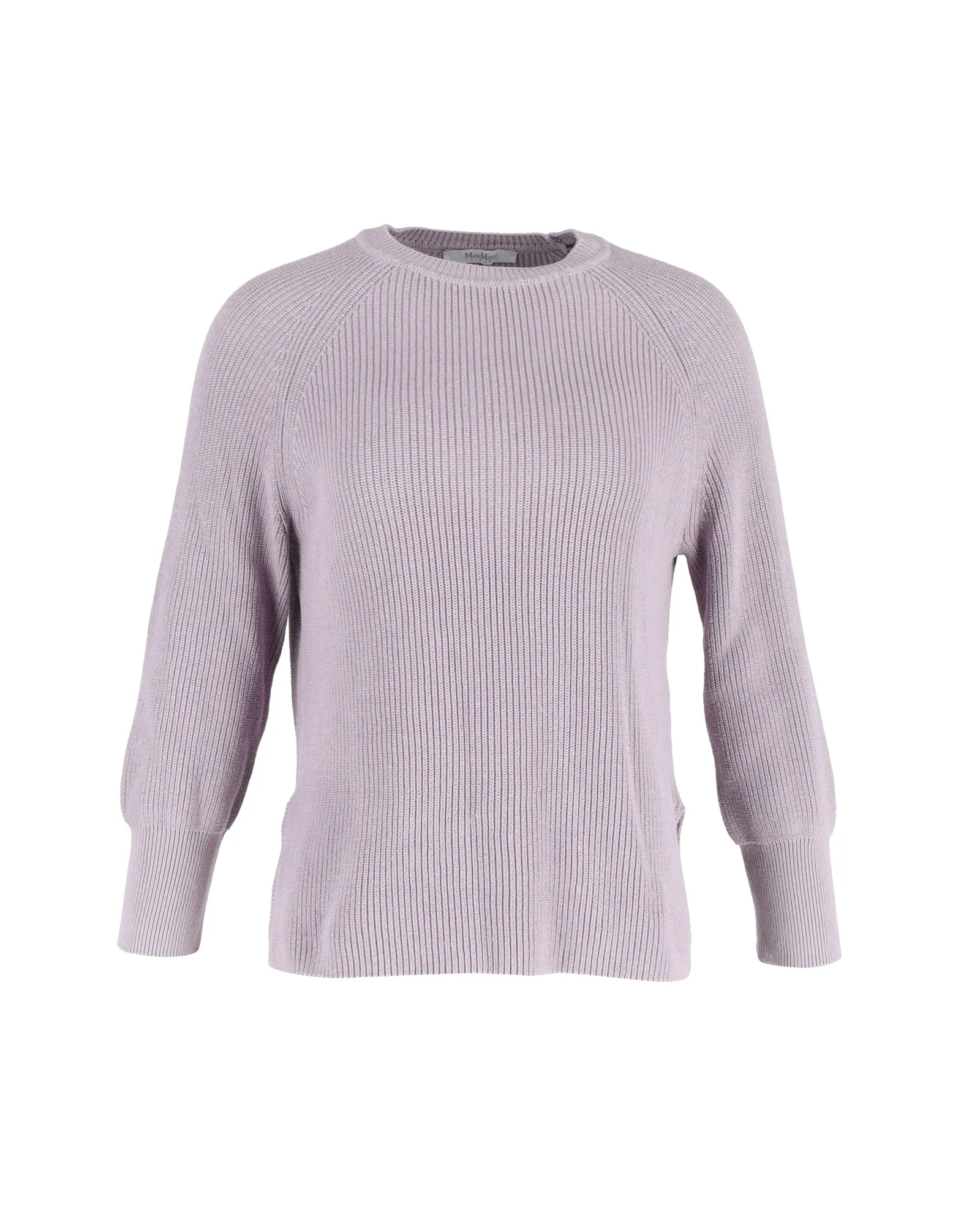 Pull col rond côtelé Max Mara en coton lavande