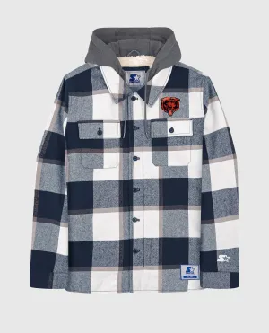 Veste à carreaux pour hommes Chicago Bears doublée en sherpa marine