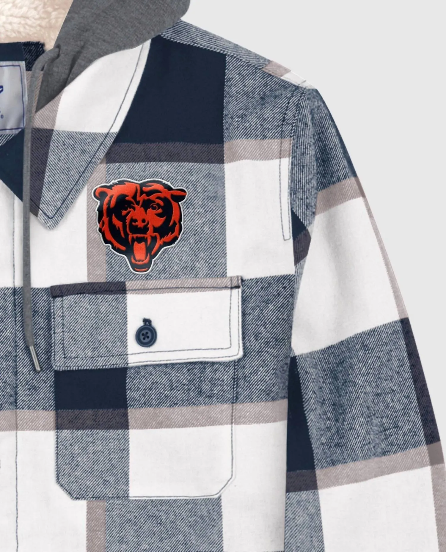 Veste à carreaux pour hommes Chicago Bears doublée en sherpa marine