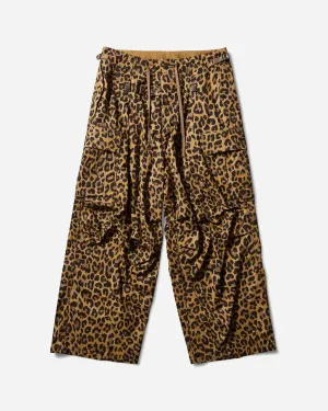 Men'S Cotton Herringbone Leopard Jumbo Cargo Pants Brown Foremost Chain Belt