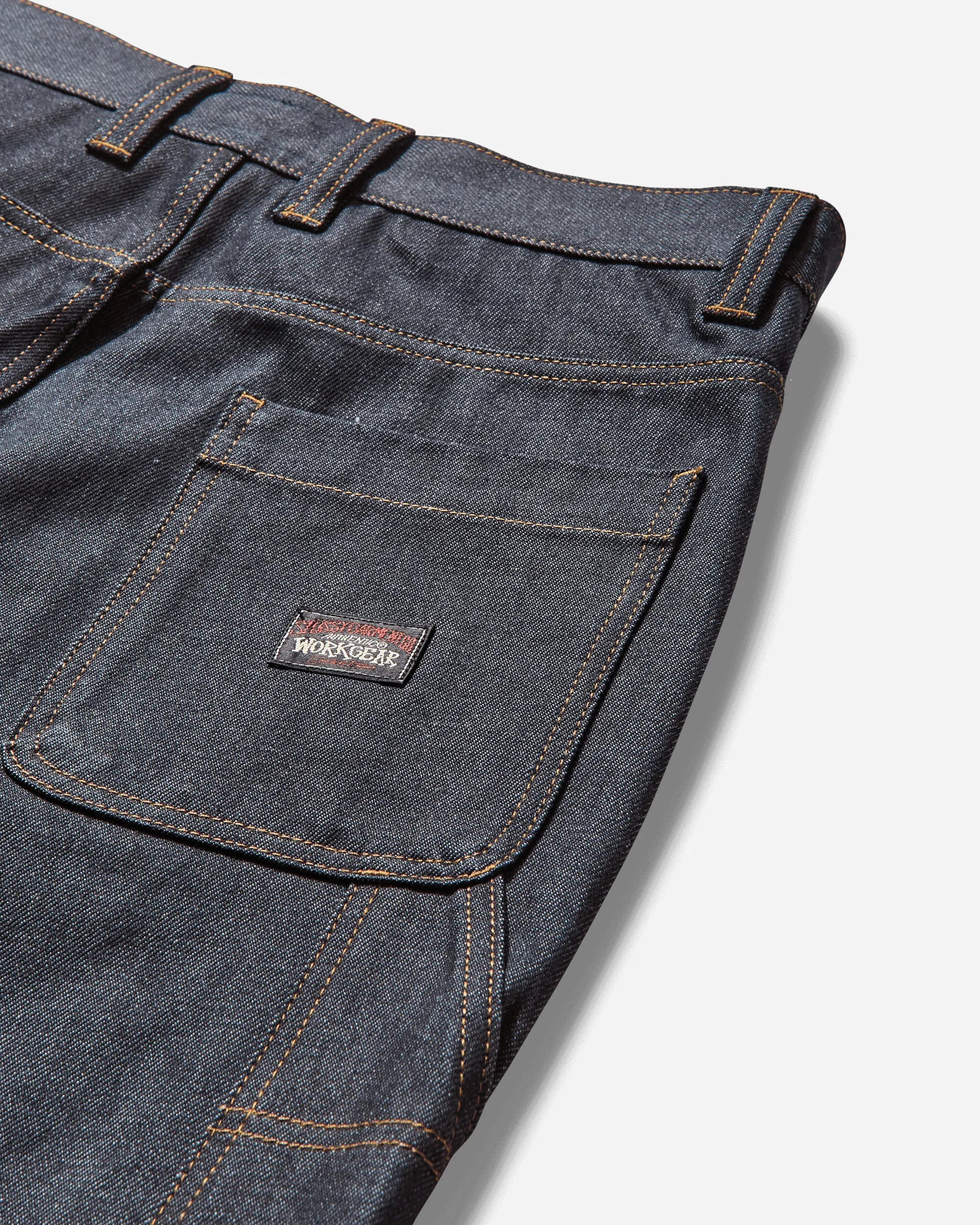 Split Hem Look Comfortable Elasticity Degree Men'S Denim Carpenter Pants Raw Indigo