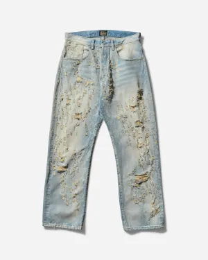 Men'S Destroyed Lace Batten Jeans Blue Shaped Design